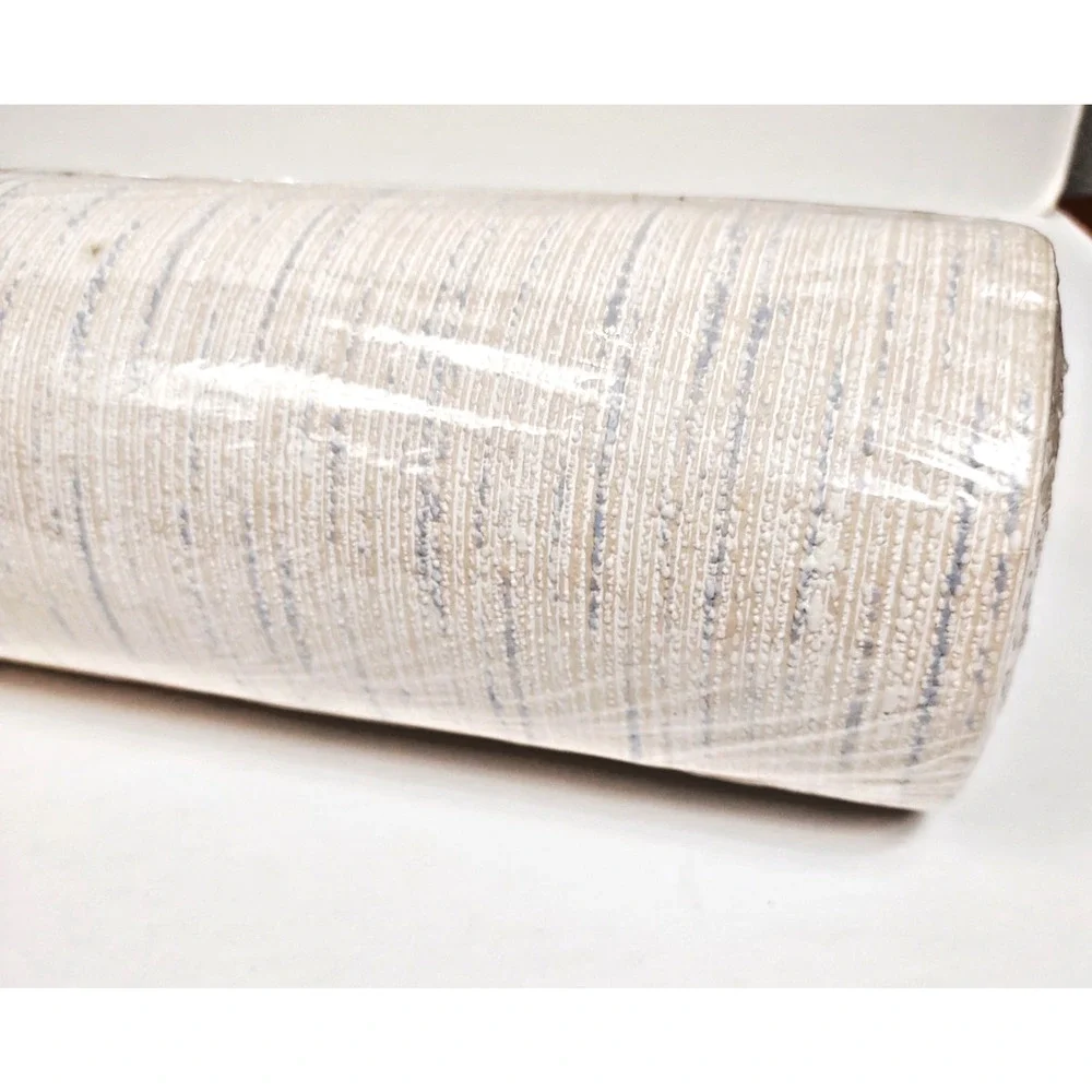 Norwall Solid Vinyl Wallcovering Textured Cream Blue Stripes 57.75 SQ FT